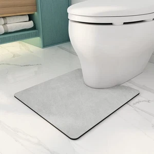 -Bathroom Toilet Rug Mat U Shaped-Absorbent Non Slip Grey Bathroom Rugs Mats-... - Picture 1 of 7