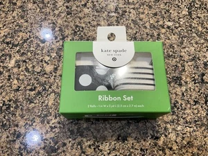 KATE SPADE NEW YORK TARGET RIBBON SET 2 rolls 1 in Width x3 yds Blk & White - Picture 1 of 1