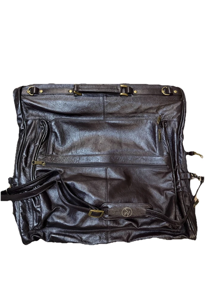 Elegante bolso de tres trajes de cuero negro marrón para hombre Foto 1 de 4