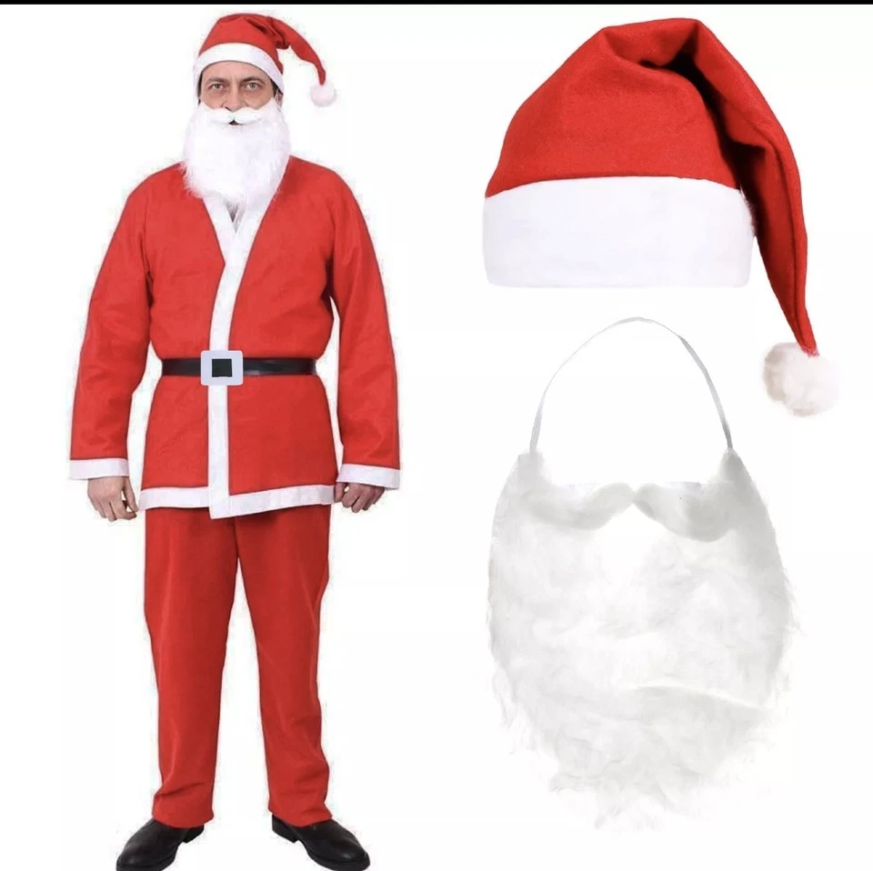 ADULTS SANTA SIZE SUIT FATHER CHRISTMAS COSTUME UNISEX MEN/WOMEN OUTFIT