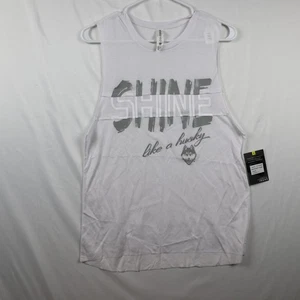Camiseta sin mangas Coliseo para mujer pequeña blanca brilla como un husky gráfico atlético nueva - Imagen 1 de 9