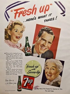 Anuncio impreso Seven-Up Fresh Up...Here's What It Takes Crisp Happy Drink Girl 1943 - Imagen 1 de 4