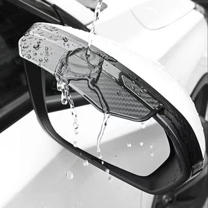 1 Pair Carbon Fiber Black Car Auto Mirror Rain Visor Guard Cover Car Accessories - Picture 1 of 9