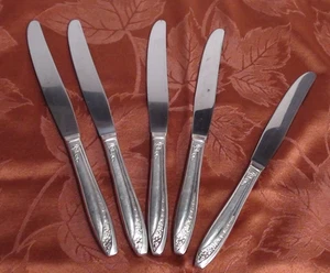 Wm Rogers STARLIGHT ROSE 5Pc. Dinner Knife set Reinforced Plate Silverware IS - Picture 1 of 3