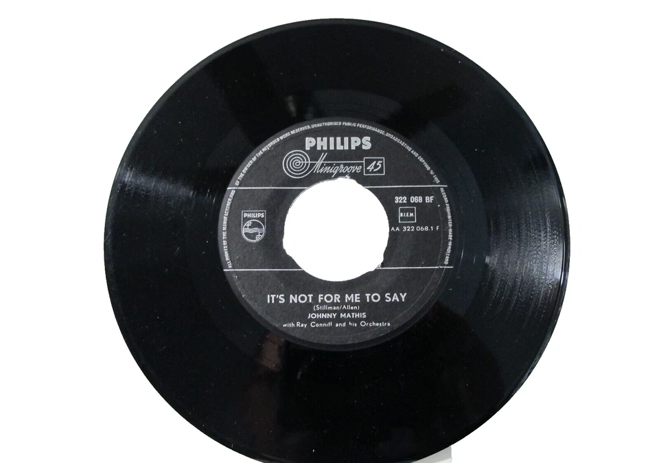 45 RECORD - JOHNNY MATHIS - IT'S NOT FOR ME TO SAY - Image 1 of 1