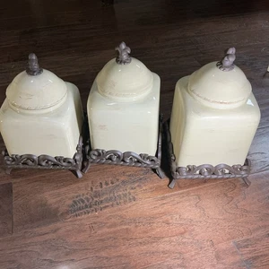 Artimino Toscano Campo Crema Juego de 3 Botes con Carrito de Metal - Imagen 1 de 20