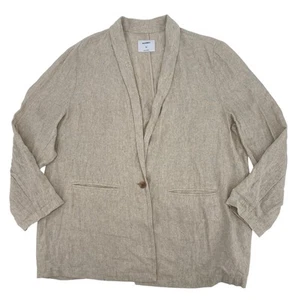 Old Navy Women's XXL Cream Beige Flax Linen Blazer Single Button Long Line - Picture 1 of 11