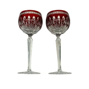 "Juego de 2 copas de vino Waterford Crystal Clarendon 8"" - rojo rubí vintage"  - Imagen 1 de 6