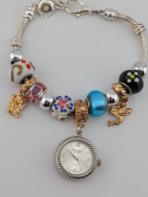 Reloj Pulsera Figaro Couture Dije Mujer Estuche 22mm Banda 7.75" - Batería Nueva Foto 1 de 4