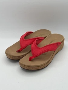 Spenco Womens Red Cork Wedge Flip-Flops Size 7.5 Comfortable & Stylish Summer Sa - Picture 1 of 8