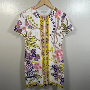 Trina Turk Arboretum Full Zip Mini Dress Size 6 Floral Retro Mod Palm Beach - Picture 1 of 10