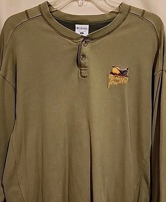 Columbia Pheasants Forever Henley Shirt Size XL 2 Button Khaki Green Men Hunting - Image 1 of 4