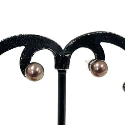 Aretes de perlas marrones genuinas de 6,0 mm con poste de oro amarillo de 14K, 0,75 g Foto 1 de 4