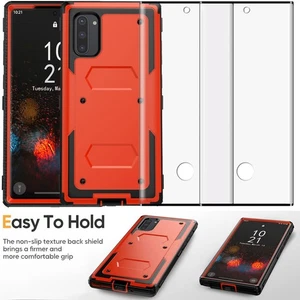 Orange Case For Samsung Galaxy Note10/Note10+ 5G Dual Layer Cover Tempered Glass - Picture 1 of 18