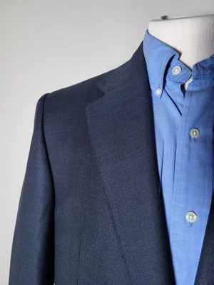 39R Hickey Freeman Blue On Black  Check Wool Tweed Blazer Jacket Sport Coat  - Image 1 of 4