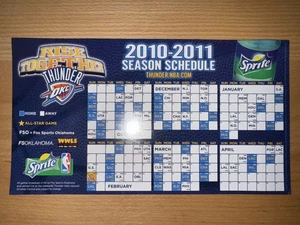 2010-11 OKLAHOMA CITY THUNDER MAGNET SCHEDULE SKED - SPRITE/WWLS/FOX SPORTS - Picture 1 of 1