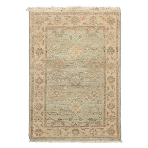 LoomBloom 2x3 Hand Knotted Wool Mint Afghan Oushak Transitional Rug - Picture 1 of 5