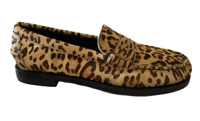 Sebago Women's Dan Wild Zoo Leather Calf Hair Leopard Slip On Penny Loafer 7 New - Image 1 of 4
