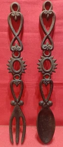 VINTAGE WILTON 13" CAST IRON FORK AND SPOON SET - Picture 1 of 7