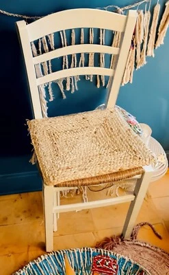 Jute Seat Pad Comfort Padding Seat Cushion With Ties Natural Braided Cushions - Image 1 of 4