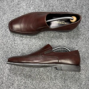 Bruno Magli Shoes Mens 9.5 Brown Leather Raging Slip On Loafers Made in Italy - Imagen 1 de 13