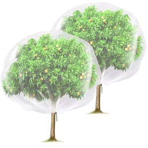 2 Pcs Fruit Tree Netting 7 X 8 Ft Large Insect Bird Barrier Tree Net With Drawst - Picture 1 of 7