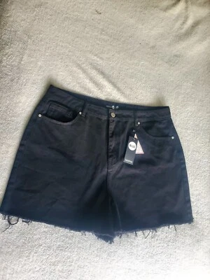 Новый с Ярлыками Boohoo синий женщин 16 черный джинсовой ткани шорты искусственно состаренный кромки шкафа штапель повседневный  - Изображение 1 из 4