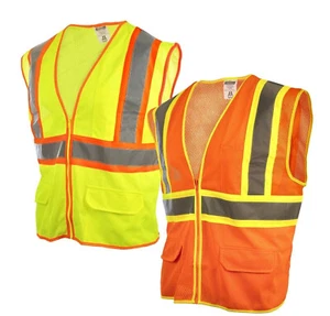 2 Pack Reflective Safety Work Vest High Visibility Pockets Construction Traffic - Picture 1 of 13