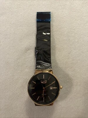 Men's LIGE LG9903 Quartz Watch Black Dial Black Mesh Waterproof Brand New - Image 1 of 4