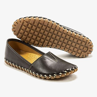 Women Spring Step Kathaleta Black Leather Loafer Arch Support Comfort Flats - Image 1 of 4