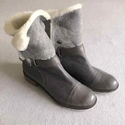 Matt Bernson Tundra Gray Suede and Shearling Boots, Size 7 - Image 1 of 4