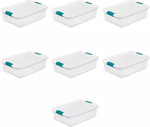 Storage System Solution with 32 Quart Clear Stackable Storage Box Organization C - Picture 1 of 12