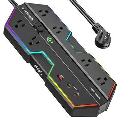 4000J Surge Protector Power Strip with USB Port PD 20W Charging, Holiday gifts - Image 1 of 4