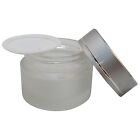 1/2/3/4/5/6 Frost Glass Makeup Cream Jar w Matt Silver Aluminum Plastic Lid 30ml