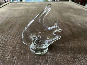 Art Glass Fish Clear Glass 4" Heavy Unsigned - Picture 1 of 11
