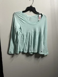Justice Girls Blue Long Sleeve Blouse Size 12 - Picture 1 of 9