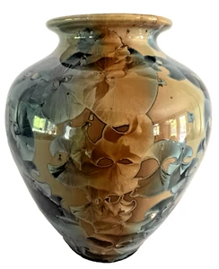DOVER NORTH CAROLINA ART POTTERY VASE WITH BLUE CRYSTALLINE GLAZE - Bild 1 von 4