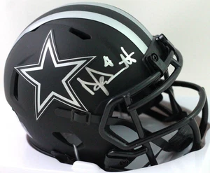 Dak Prescott Autographed Cowboys Eclipse Mini Helmet- Beckett W Hologram *Silver - Picture 1 of 3