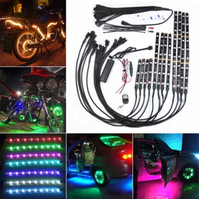 Kit de tiras de luces LED de neón bajo brillo para motocicleta para Kawasaki Ninja para Harley Foto 1 de 4