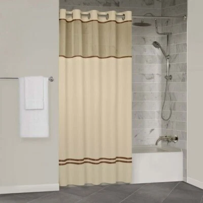 Manchester Mills Protect360° Shower Curtain HOOKLESS w/ Snap-in Liner Sand/Brown - Image 1 of 4
