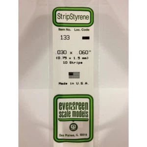 Evergreen 133 - 0.03" x 0.06" Polystyrene Strips 14"/35cm 10pcs - Picture 1 of 1