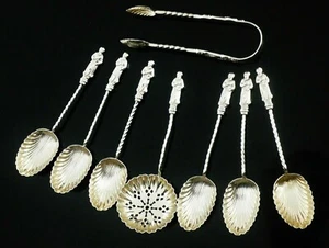 Antikes Apostelbesteck-Set aus Sterlingsilber mit Gehäuse, Birmingham 1895 - Bild 1 von 9