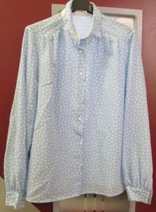 Damen Bluse blau weiß gepunktet  Gr.  42 - Picture 1 of 2