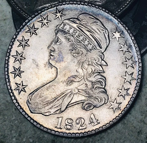 1824 Capped Bust Half Dollar 50C 90% Silver High Grade Choice US Coin CC18638 Cover