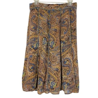Апрель Cornell пейсли юбка женщин размер маленький золото синий желтовато-коричневый - Изображение 1 из 4