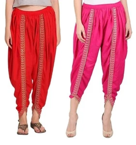 Patiala Salwar Dhoti set of 2 Cotton Pant Women's Trouser Ethnic Daily - Picture 1 of 3
