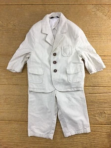 Sean John Baby Boys Suit 6-12 Months Blazer Pants Set Cream Ivory Pinstriped - Picture 1 of 12