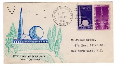 #853 World's Fair Opening RPO Duplex CCL - Hand Drawn Cachet - Image 1 of 2