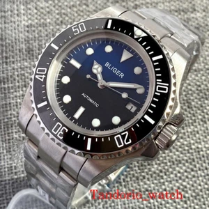 43mm Bliger Black&Blue Dial Sapphire Glass NH35A PT5000 Automatic Men Watch Date - Picture 1 of 11