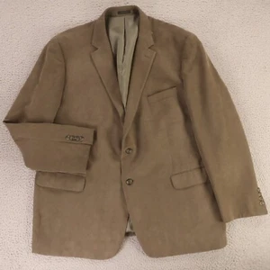Andrew Fezza Jacket 2XL Brown Beige End on End Polyester Blazer Sport Coat 52R - Picture 1 of 14